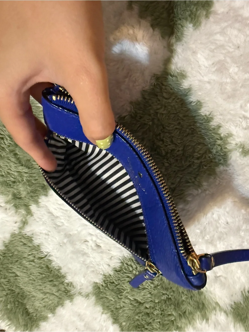 kate spade Electric Blue Pebbled Leather Wristlet Clutch